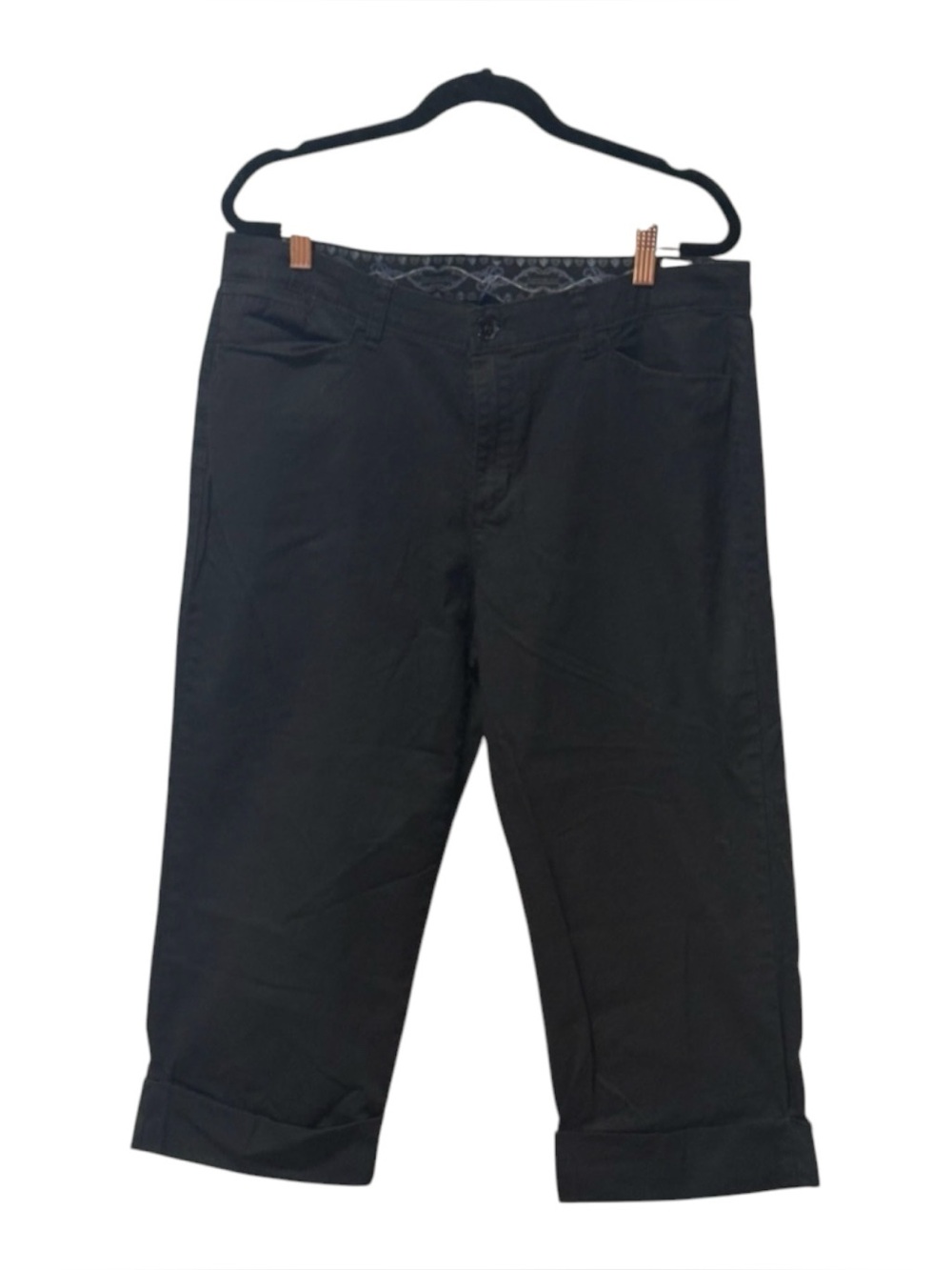 Maureen Women's Black Capri Pants - Classic Roll-Cuff Style